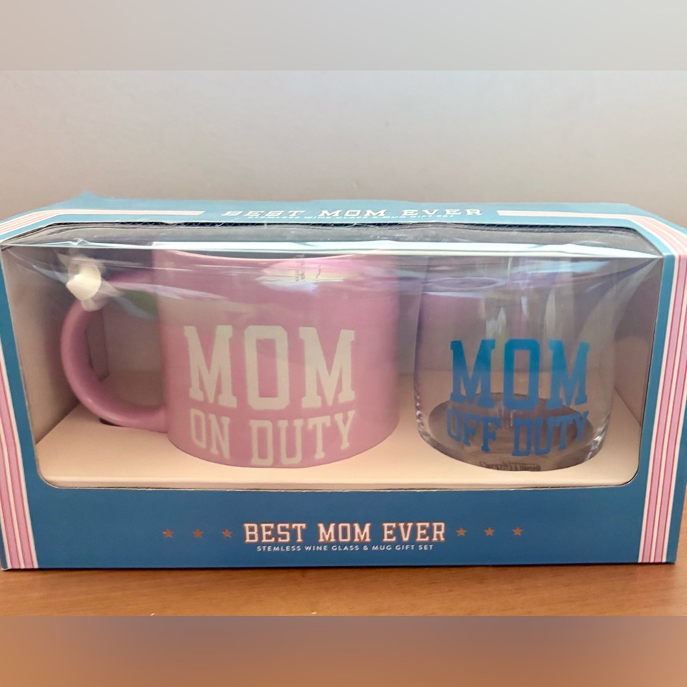 Mom On Duty Pink Mug and Glass Set